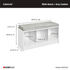 Porch & Den Southbrook 3-cube Storage Bench w/ Grey Cushion
