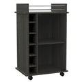 TUHOME Dukat Bar Cart,Two Shelves, Six Built-in Wine Rack and Four Casters - N/A