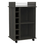 TUHOME Dukat Bar Cart,Two Shelves, Six Built-in Wine Rack and Four Casters - N/A