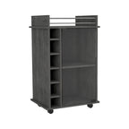 TUHOME Dukat Bar Cart,Two Shelves, Six Built-in Wine Rack and Four Casters - N/A