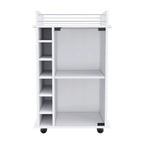 TUHOME Dukat Bar Cart,Two Shelves, Six Built-in Wine Rack and Four Casters - N/A
