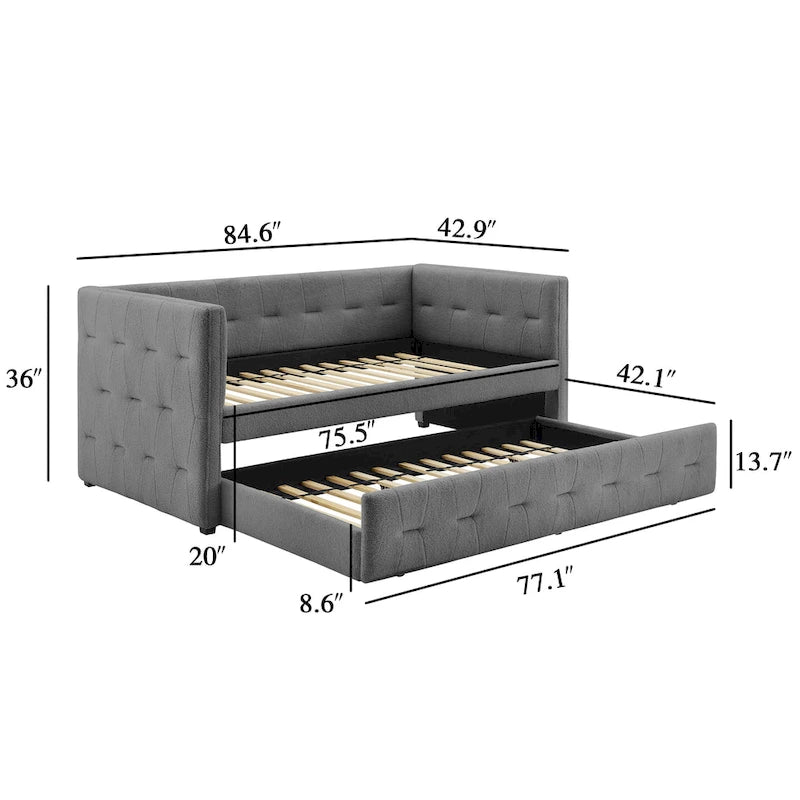 Corvus Somme Tufted Upholstered Daybed with Trundle