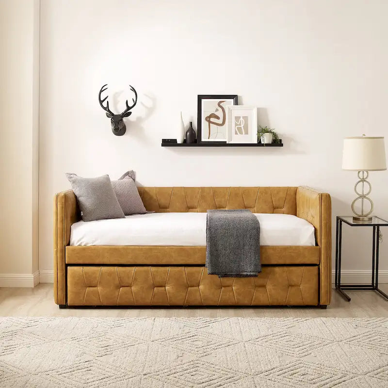 Corvus Somme Tufted Upholstered Daybed with Trundle