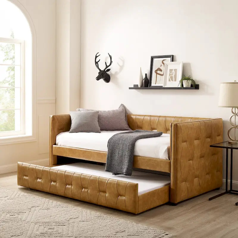 Corvus Somme Tufted Upholstered Daybed with Trundle