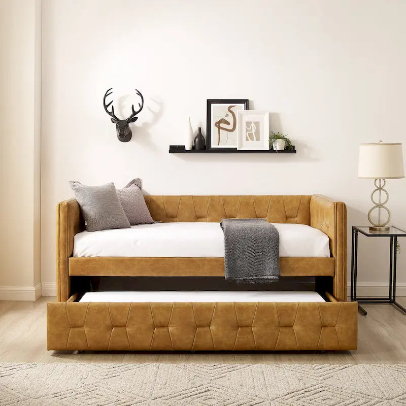 Corvus Somme Tufted Upholstered Daybed with Trundle