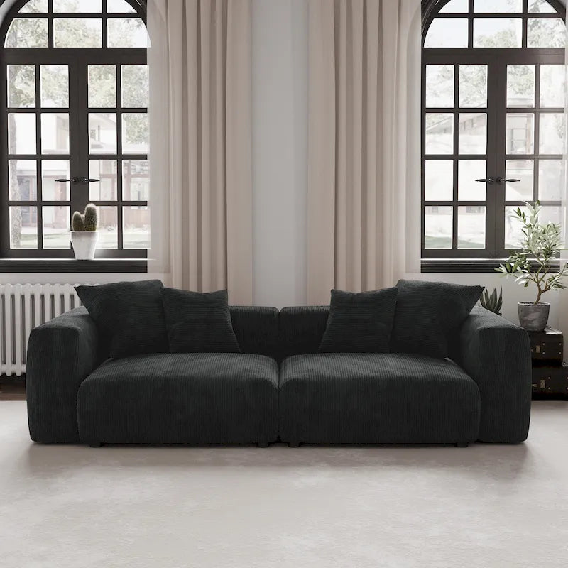 Modern Corduroy Fabric Loveseats Sofa Lounger Sleep Sectional Couch