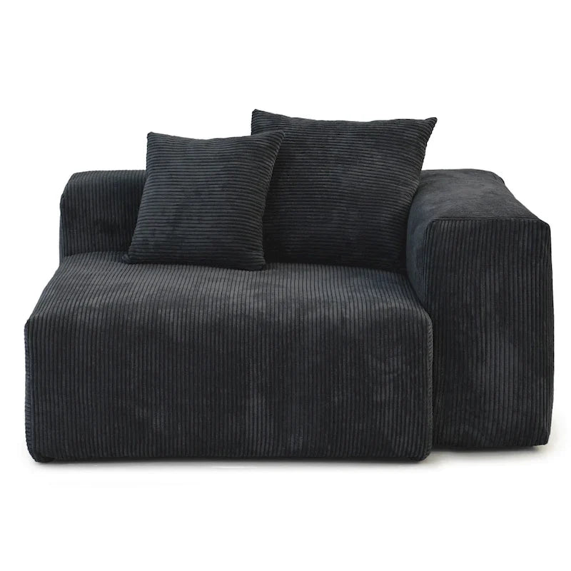 Modern Corduroy Fabric Loveseats Sofa Lounger Sleep Sectional Couch