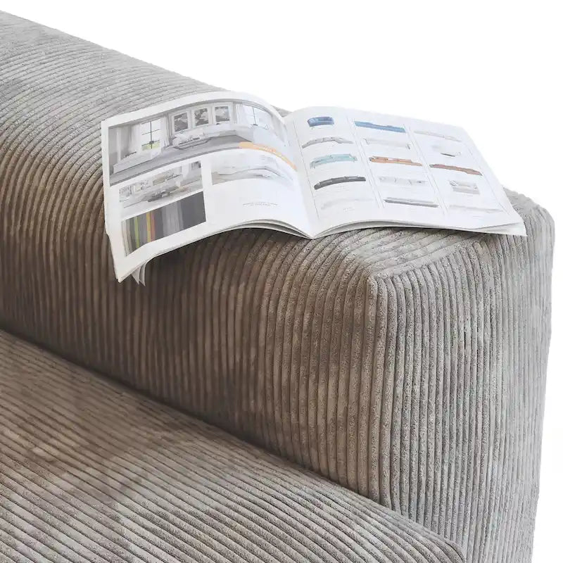 Modern Corduroy Fabric Loveseats Sofa Lounger Sleep Sectional Couch