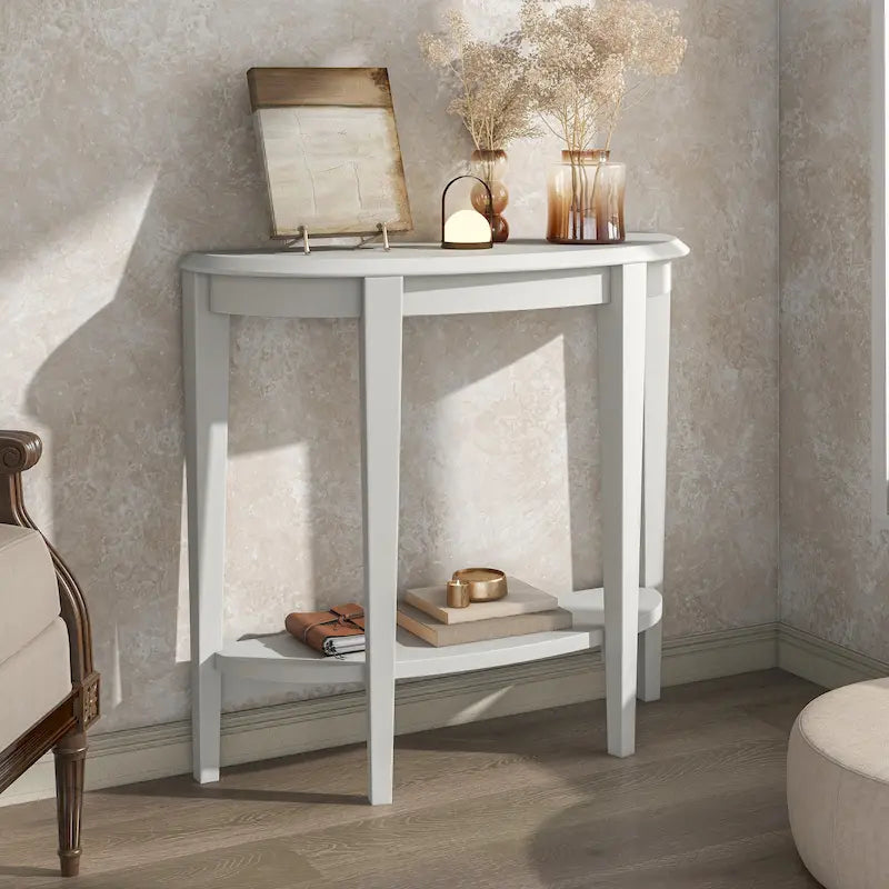 DH BASIC Contemporary Brown Decorative 1-Shelf Half-moon Console Table by Denhour