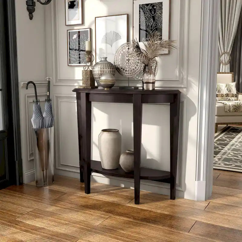 DH BASIC Contemporary Brown Decorative 1-Shelf Half-moon Console Table by Denhour