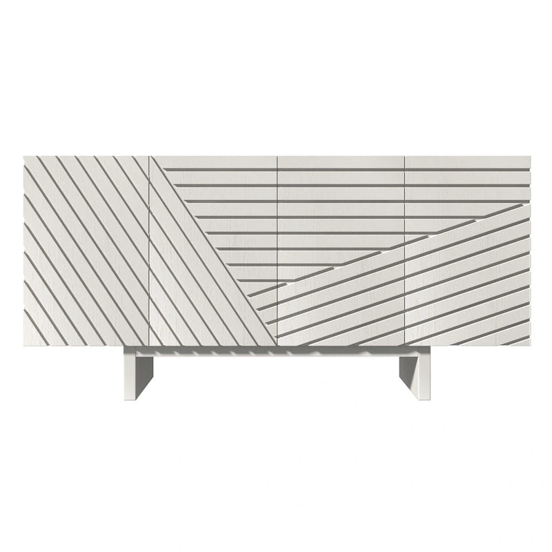 Clihome Mid-century Wood 4-Door Buffet Sideboard Cabinet