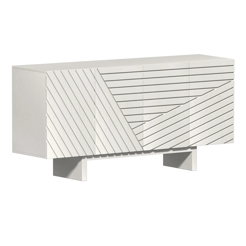Clihome Mid-century Wood 4-Door Buffet Sideboard Cabinet