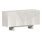 Clihome Mid-century Wood 4-Door Buffet Sideboard Cabinet