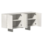 Clihome Mid-century Wood 4-Door Buffet Sideboard Cabinet
