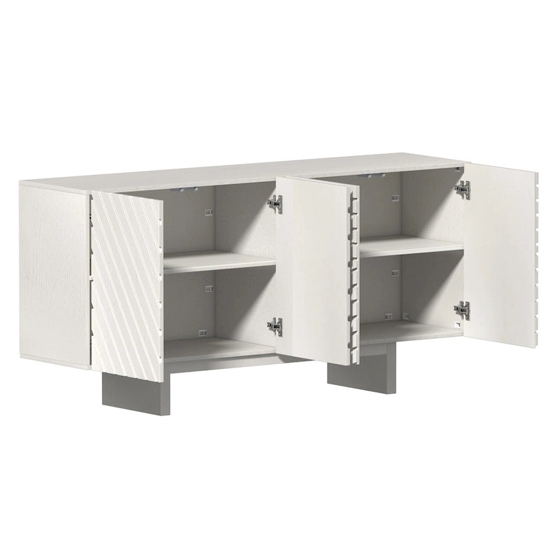 Clihome Mid-century Wood 4-Door Buffet Sideboard Cabinet