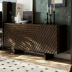 Clihome Mid-century Wood 4-Door Buffet Sideboard Cabinet
