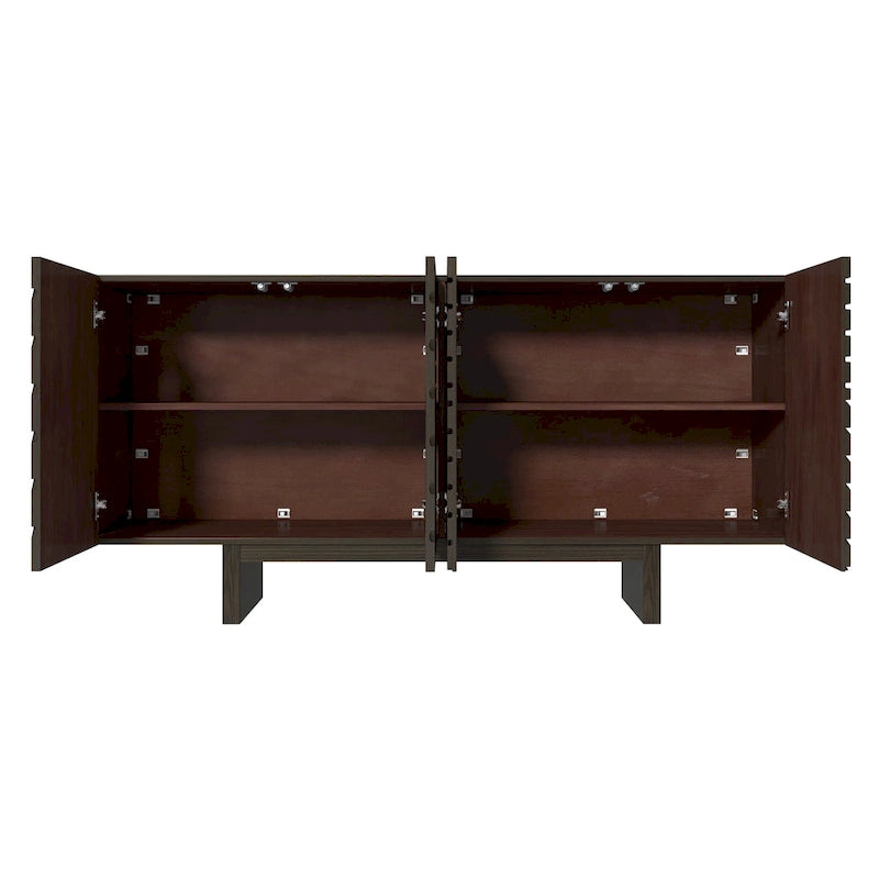 Clihome Mid-century Wood 4-Door Buffet Sideboard Cabinet