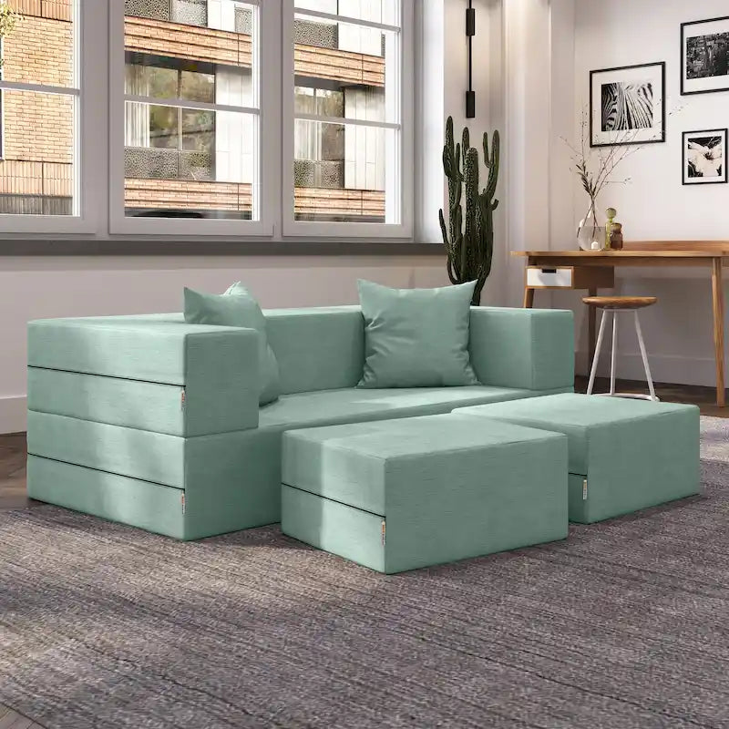 Jaxx Zipline Convertible Queen-size Sleeper Loveseat and Ottoman Set
