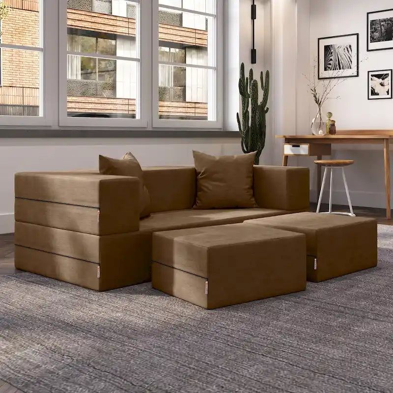 Jaxx Zipline Convertible Queen-size Sleeper Loveseat and Ottoman Set