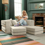 Jaxx Zipline Convertible Queen-size Sleeper Loveseat and Ottoman Set