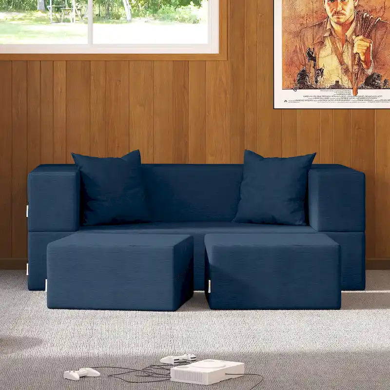 Jaxx Zipline Convertible Queen-size Sleeper Loveseat and Ottoman Set