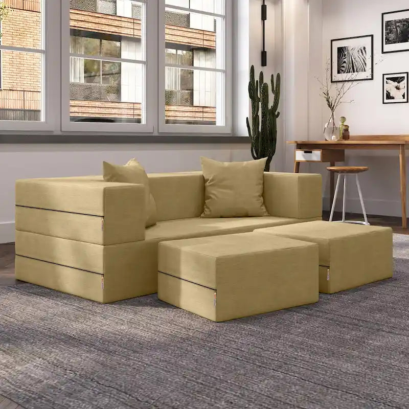 Jaxx Zipline Convertible Queen-size Sleeper Loveseat and Ottoman Set