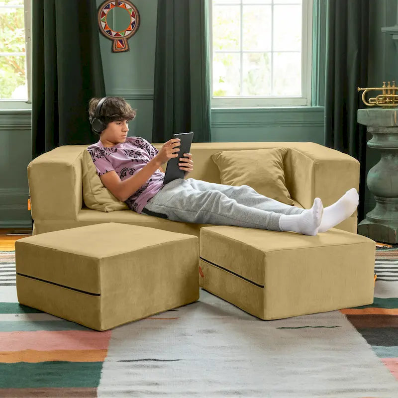 Jaxx Zipline Convertible Queen-size Sleeper Loveseat and Ottoman Set