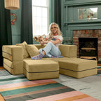 Jaxx Zipline Convertible Queen-size Sleeper Loveseat and Ottoman Set