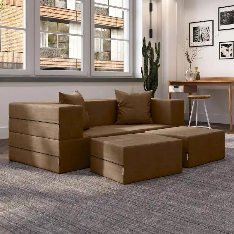 Jaxx Zipline Convertible Queen-size Sleeper Loveseat and Ottoman Set