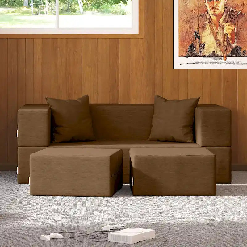 Jaxx Zipline Convertible Queen-size Sleeper Loveseat and Ottoman Set
