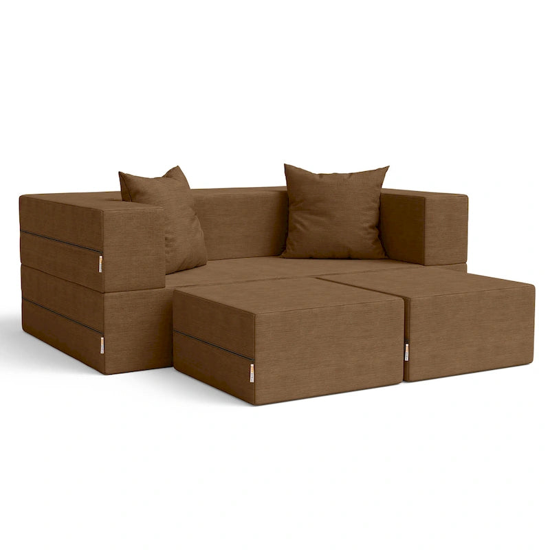 Jaxx Zipline Convertible Queen-size Sleeper Loveseat and Ottoman Set