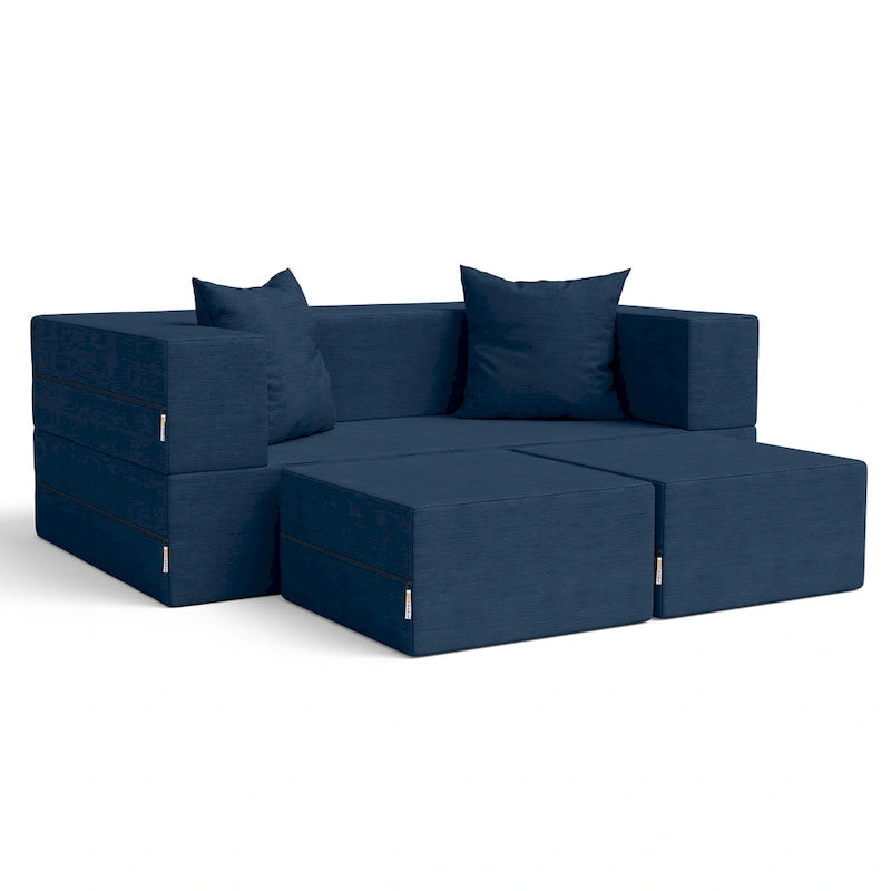 Jaxx Zipline Convertible Queen-size Sleeper Loveseat and Ottoman Set