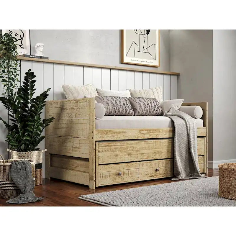 Taylor & Olive Begonia Twin Bed with Twin Trundle & 3 Built in Drawers