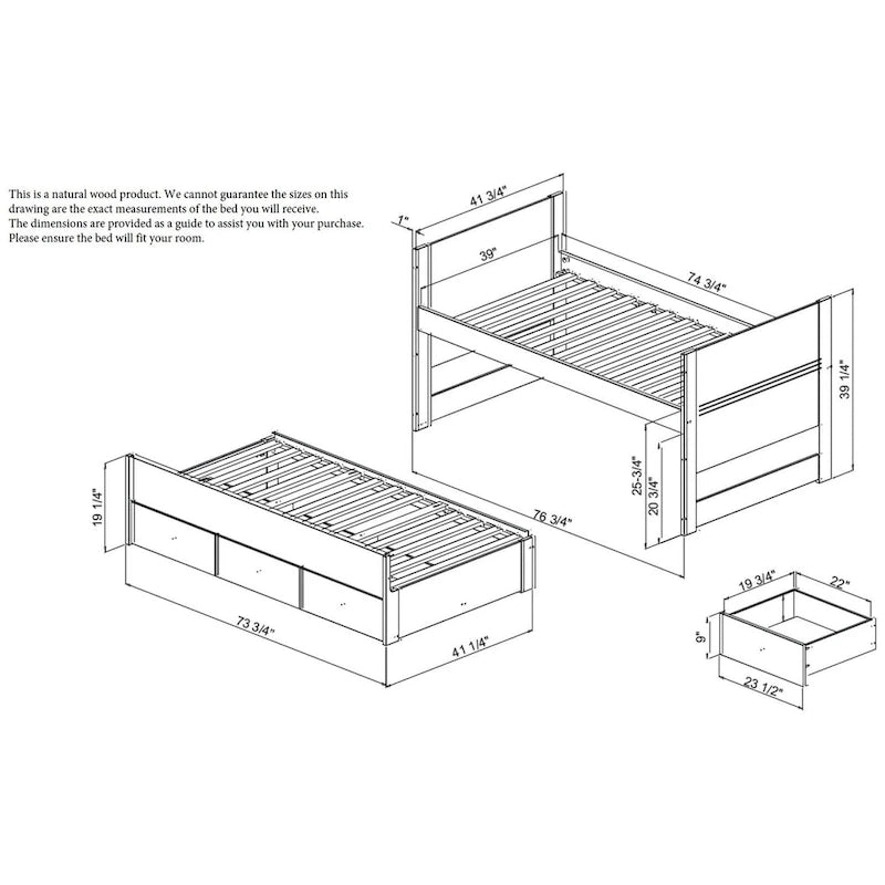 Taylor & Olive Begonia Twin Bed with Twin Trundle & 3 Built in Drawers