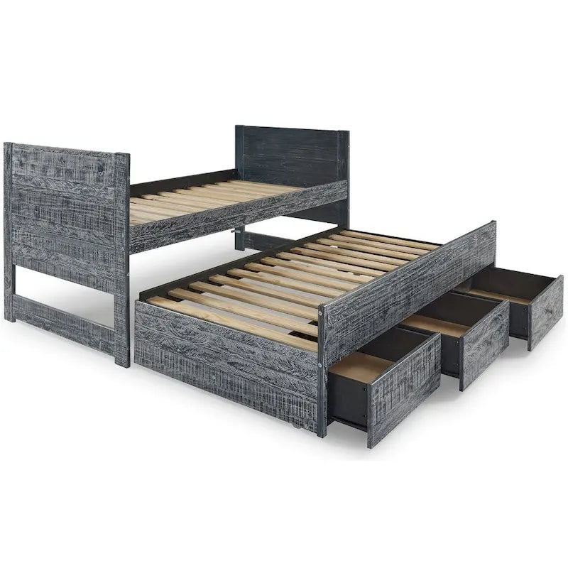 Taylor & Olive Begonia Twin Bed with Twin Trundle & 3 Built in Drawers