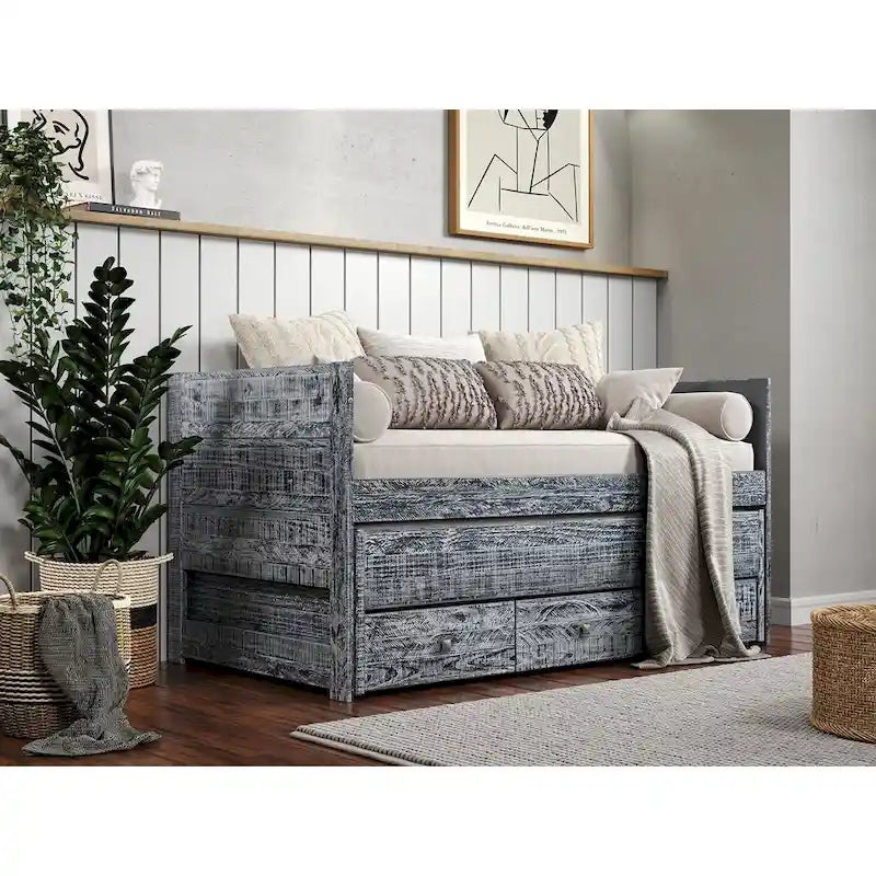 Taylor & Olive Begonia Twin Bed with Twin Trundle & 3 Built in Drawers