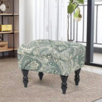 Adeco Ottoman Stool Tufted Foot Rest Fabric Floral Vanity Stool