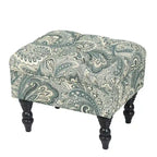 Adeco Ottoman Stool Tufted Foot Rest Fabric Floral Vanity Stool