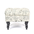 Adeco Ottoman Stool Tufted Foot Rest Fabric Floral Vanity Stool