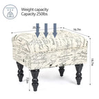 Adeco Ottoman Stool Tufted Foot Rest Fabric Floral Vanity Stool