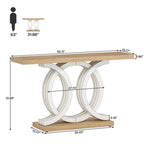 55 Inch Console Table with Geometric Base Wooden Hallway Table Vintage