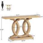 55 Inch Console Table with Geometric Base Wooden Hallway Table Vintage
