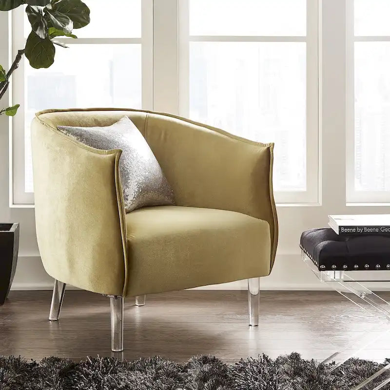 Vianne Velvet Curved Back Acrylic Leg Accent Chair by iNSPIRE Q Bold