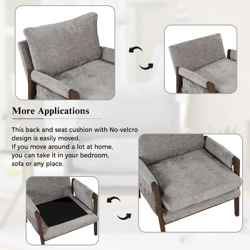 Roundhill Furniture Kelly Mid-Century Modern Velvet Accent Armchair