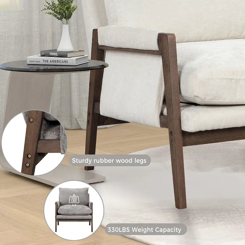Roundhill Furniture Kelly Mid-Century Modern Velvet Accent Armchair