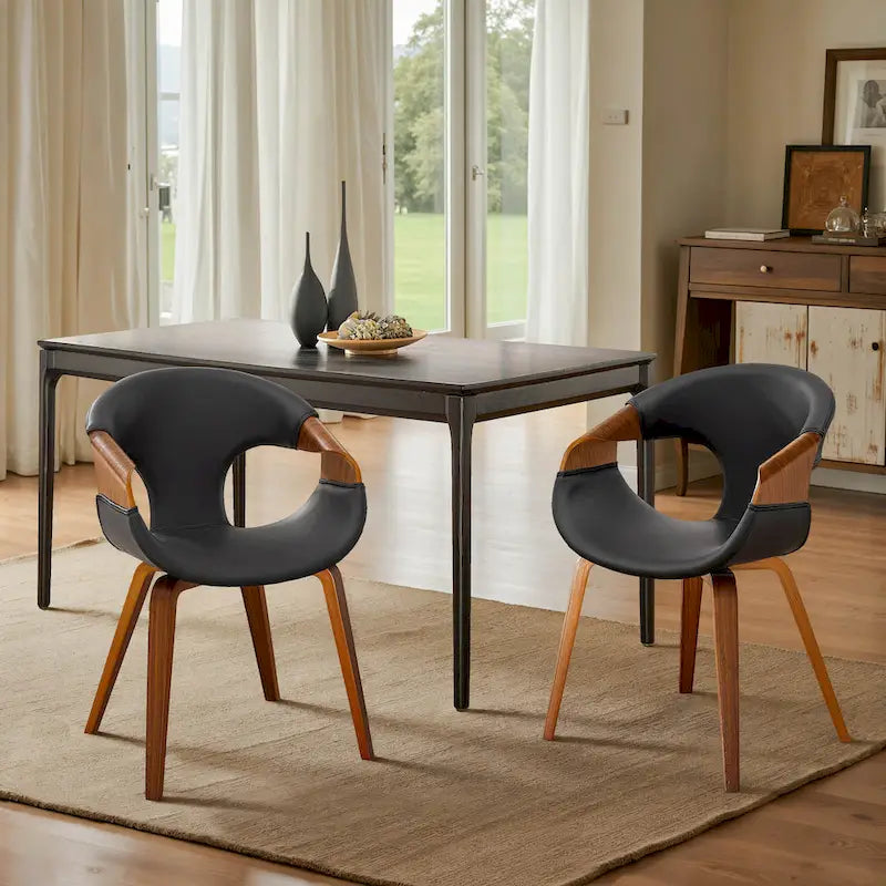 Art Leon Mid-century Modern Faux Leather Bentwood Dining Chair