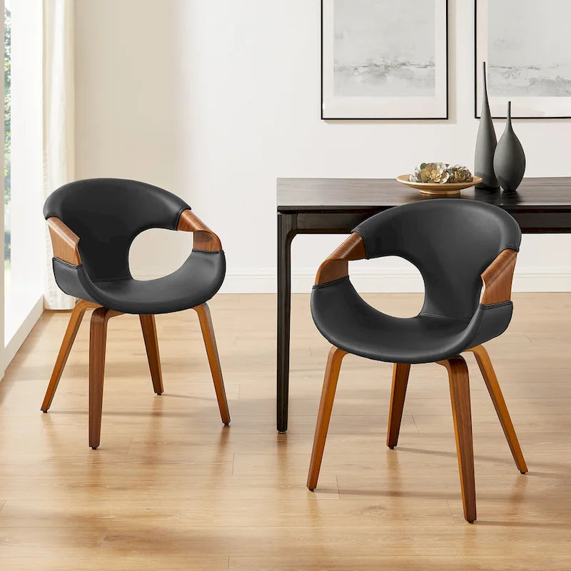 Art Leon Mid-century Modern Faux Leather Bentwood Dining Chair