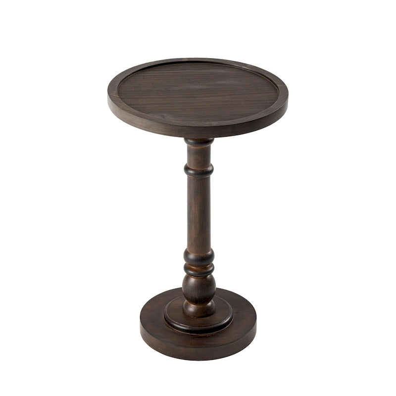 COZAYH Pedestal Small Drinking Table, Farmhouse Tray Top End Table, Distressed Finish, Traditional