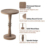COZAYH Pedestal Small Drinking Table, Farmhouse Tray Top End Table, Distressed Finish, Traditional