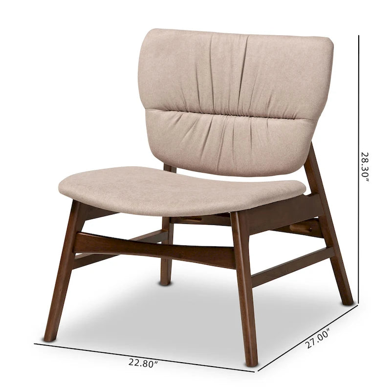 Benito Mid-Century Modern Transitional Fabric and Wood Accent Chair